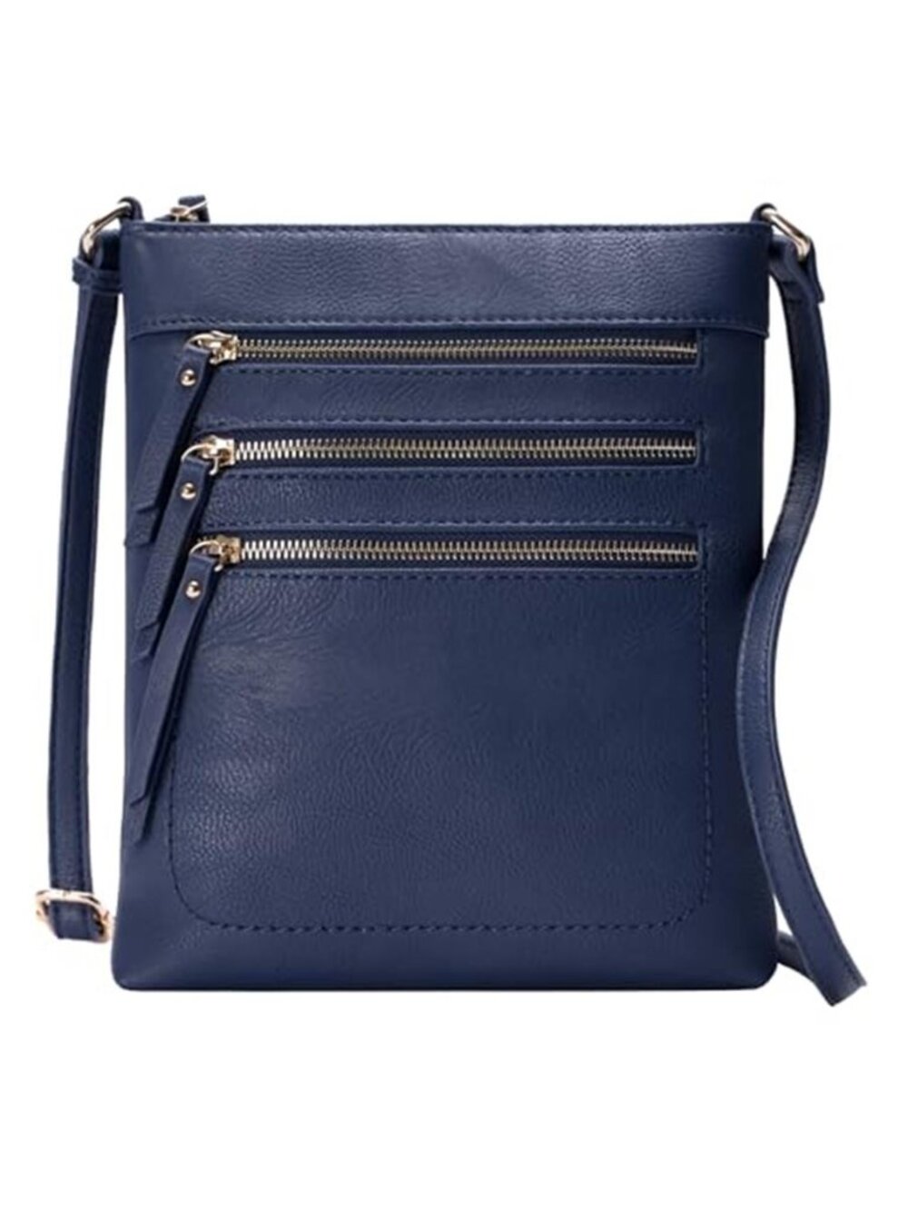 Womens Triple Zip Crossbody Bag Faux Leather Shoulder Purse Everyday Handbag